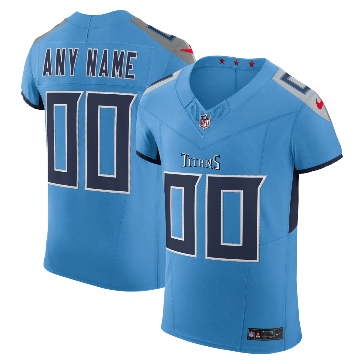 Tennessee Titans Light Blue Team Vapor F.U.S.E. Elite Custom Jersey