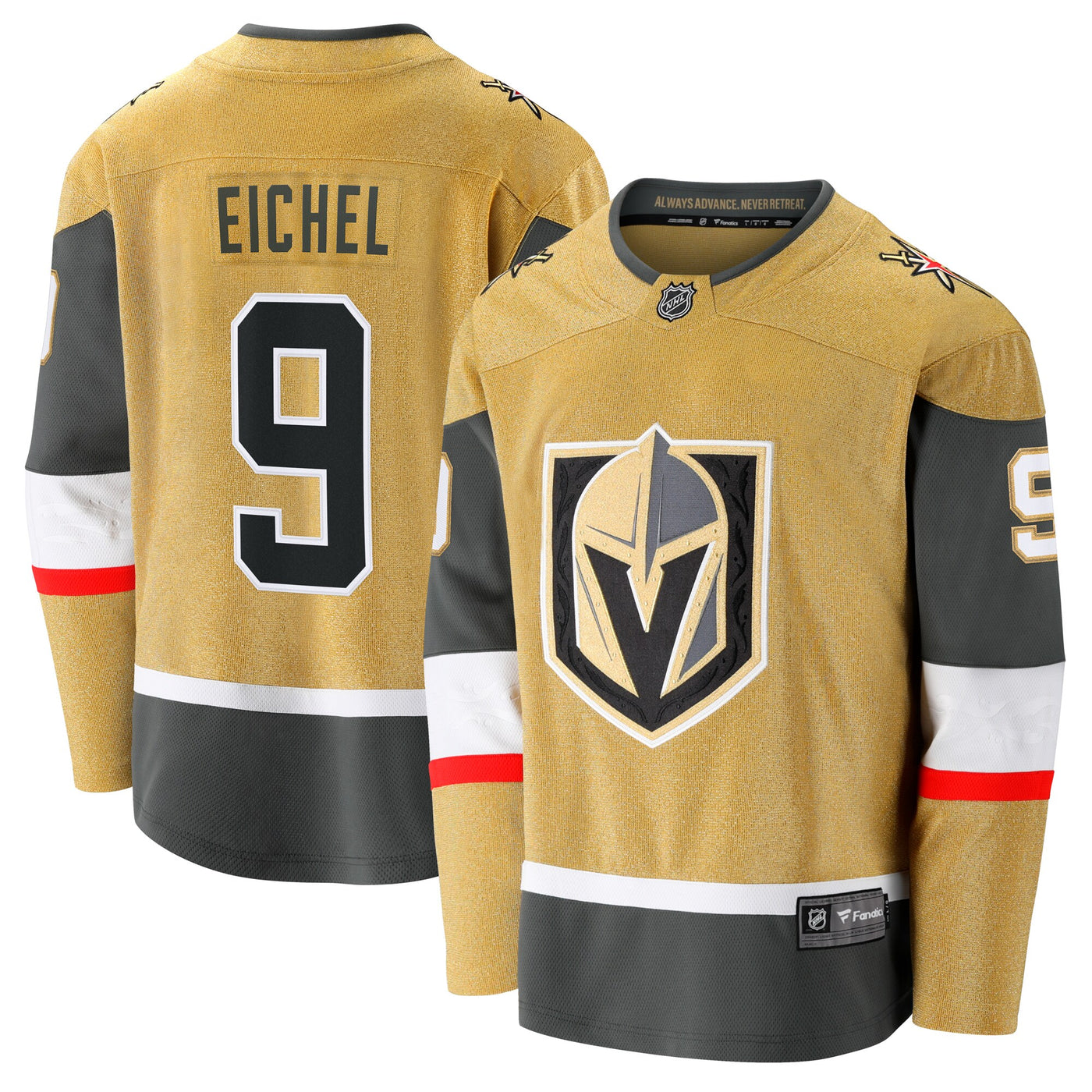 Vegas Golden Knights Jack Eichel Fanatics Gold Home Breakaway Jersey