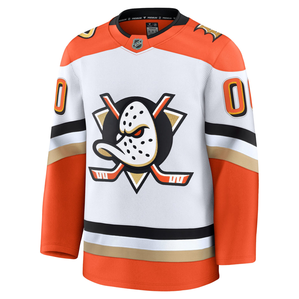 Anaheim Ducks Fanatics White Away Premium Custom Jersey