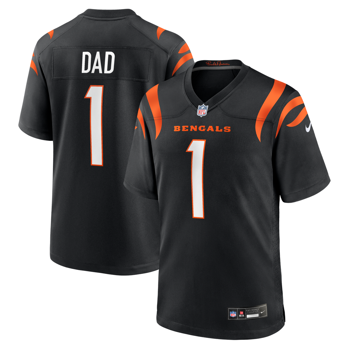 Cincinnati Bengals Number 1 Dad Black Game Jersey