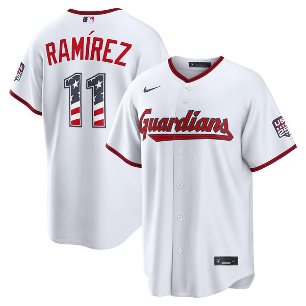 Fourth of July Cleveland Guardians José Ramírez Nike White USA 250 Stadium Jersey