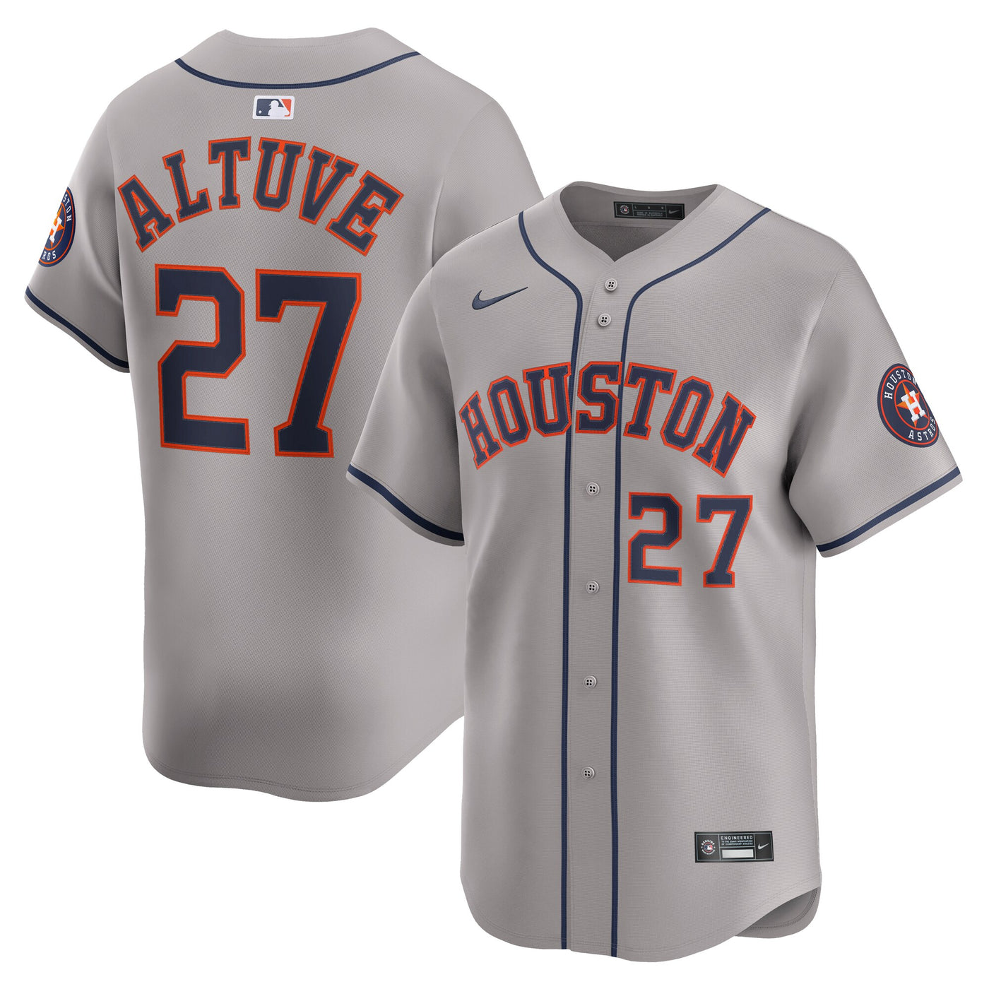 Houston Astros Jose Altuve Nike Gray Road Limited Player Jersey