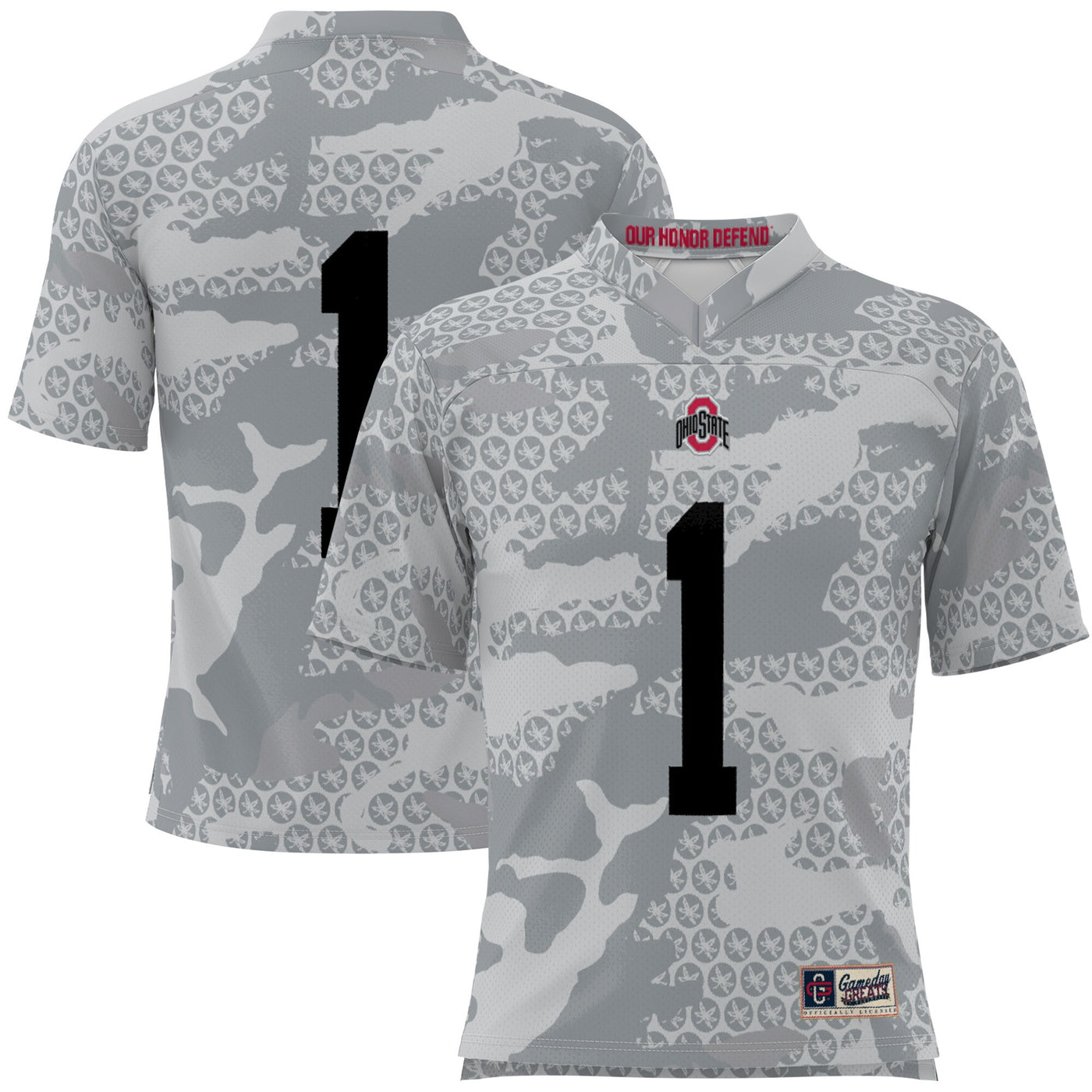 GameDay Greats #1 Gray Ohio State Buckeyes Camo Football Jersey
