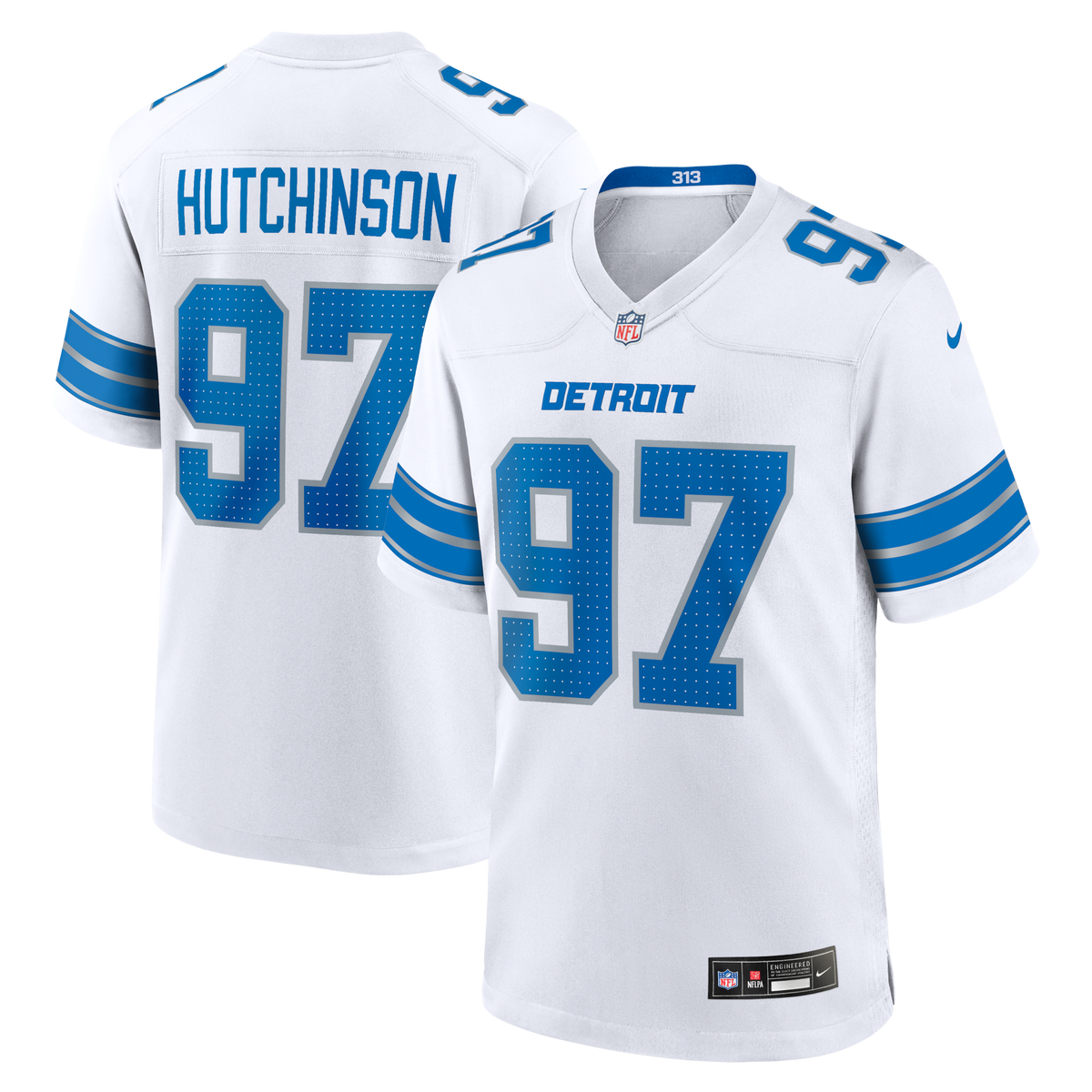 Detroit Lions Aidan Hutchinson White Game Jersey