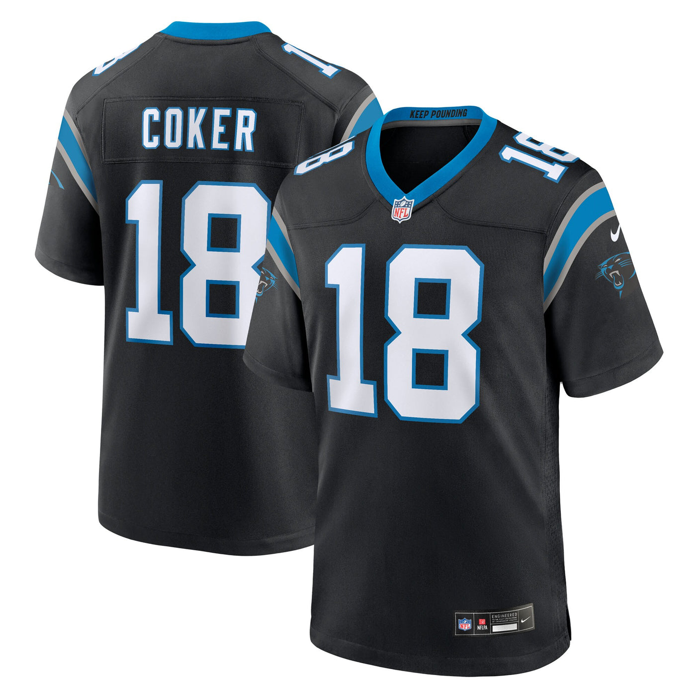 Carolina Panthers Jalen Coker Nike Black Team Game Jersey