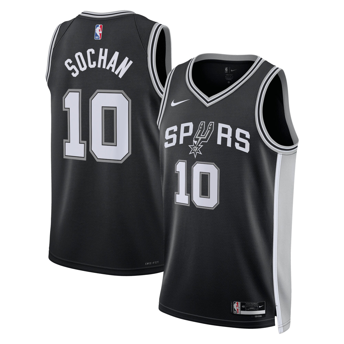 San Antonio Spurs Nike Icon Edition Swingman Jersey - Black - Jeremy Sochan