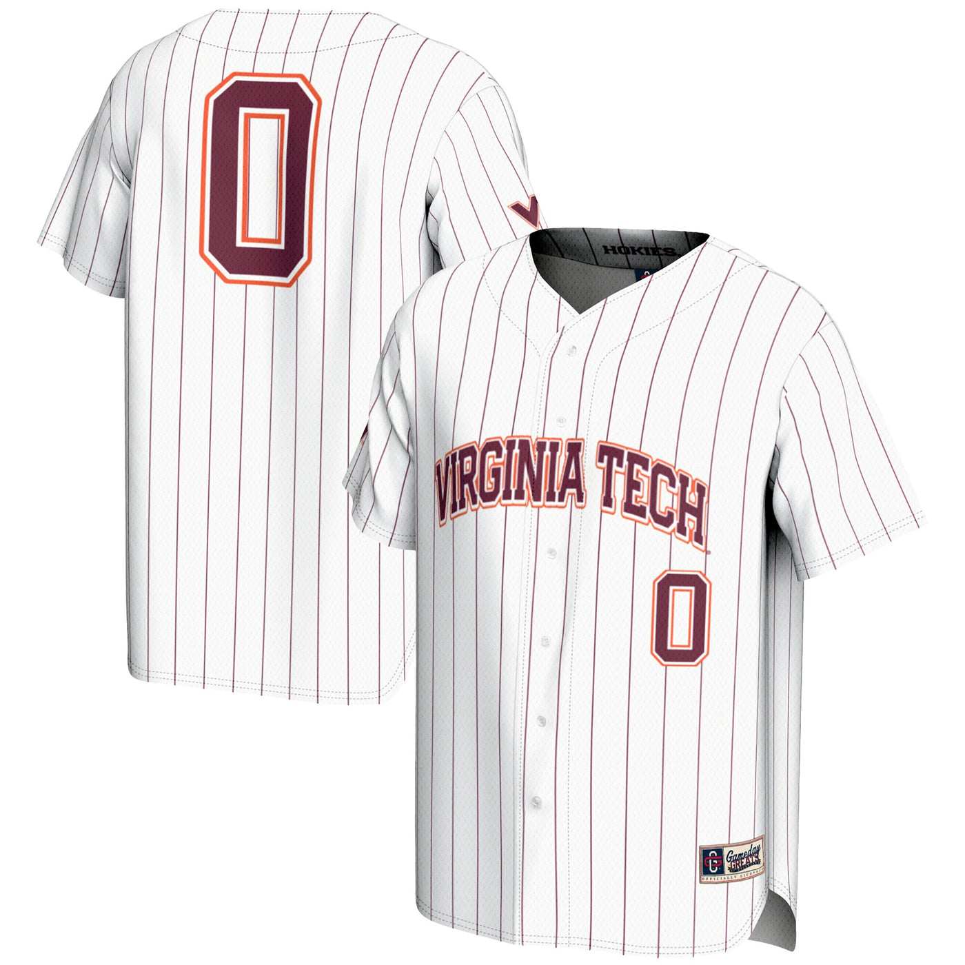 GameDay Greats #0 White Virginia Tech Hokies Lightweight Baseball Fashion Jersey