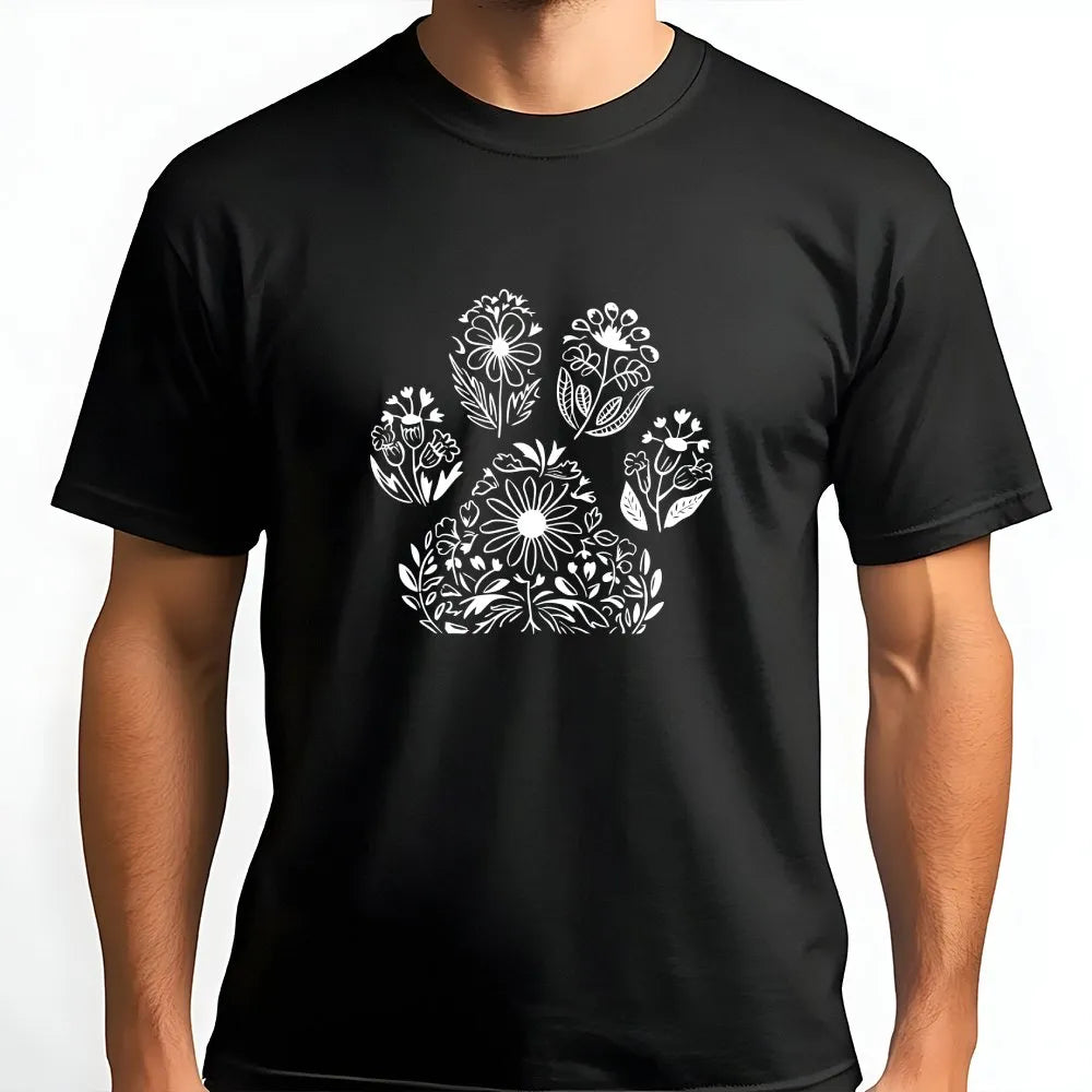 Floral Paw Print Sweatshirt | Botanical Dog Paw Graphic | Soft Cozy Crewneck | Gift for Dog Lover Pet Mom
