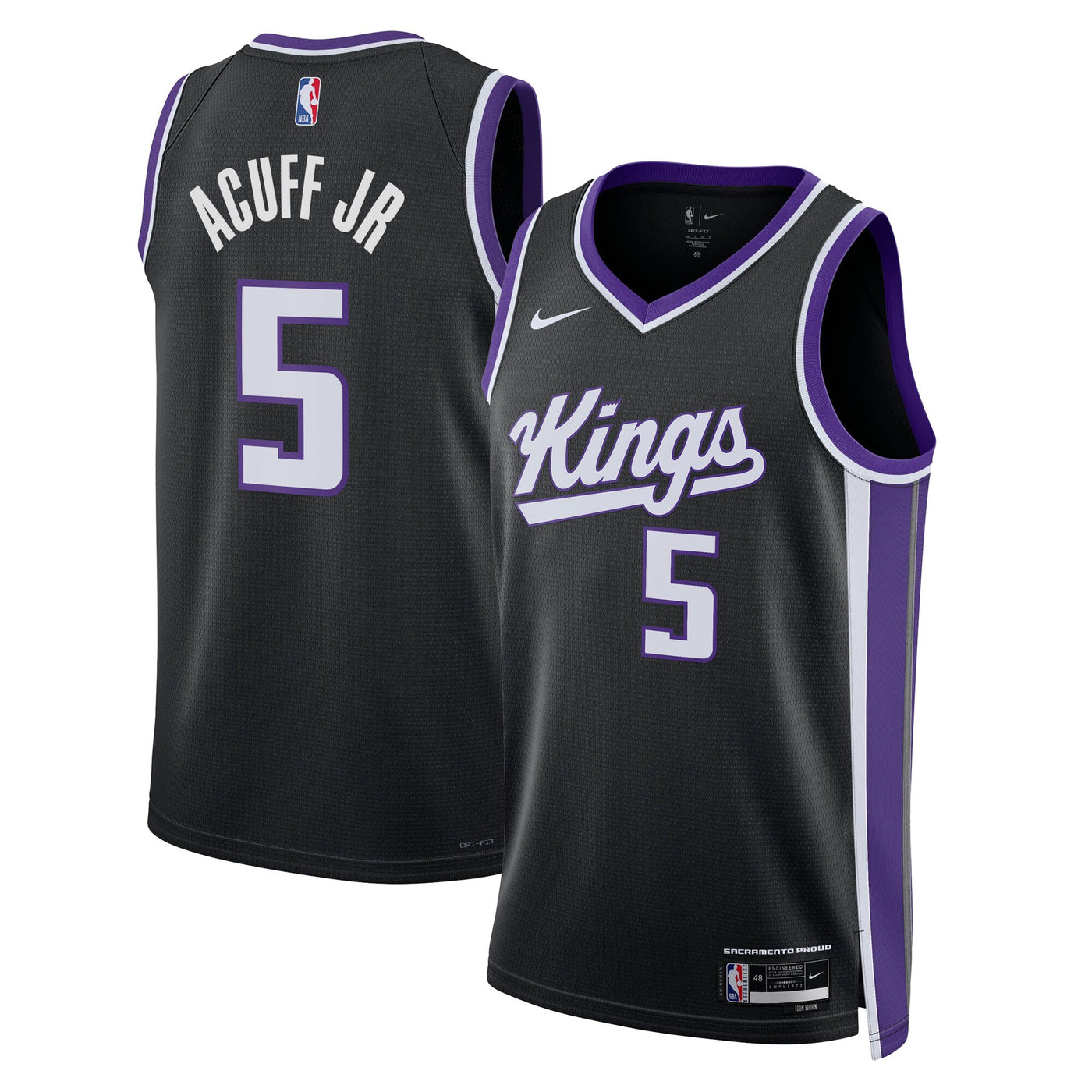 Sacramento Kings Nike Icon Swingman Jersey - Black - Darius Acuff Jr.
