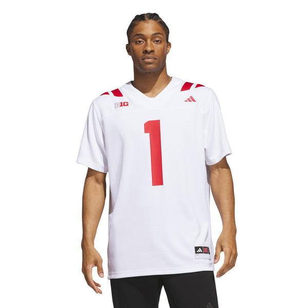 adidas #1 White Nebraska Huskers Away Premier Football Jersey