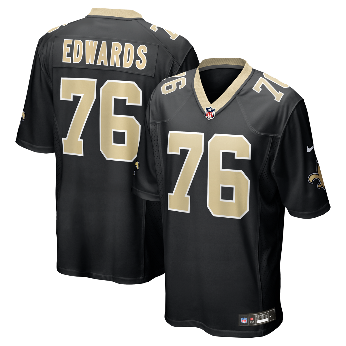New Orleans Saints David Edwards Black Team Game Jersey