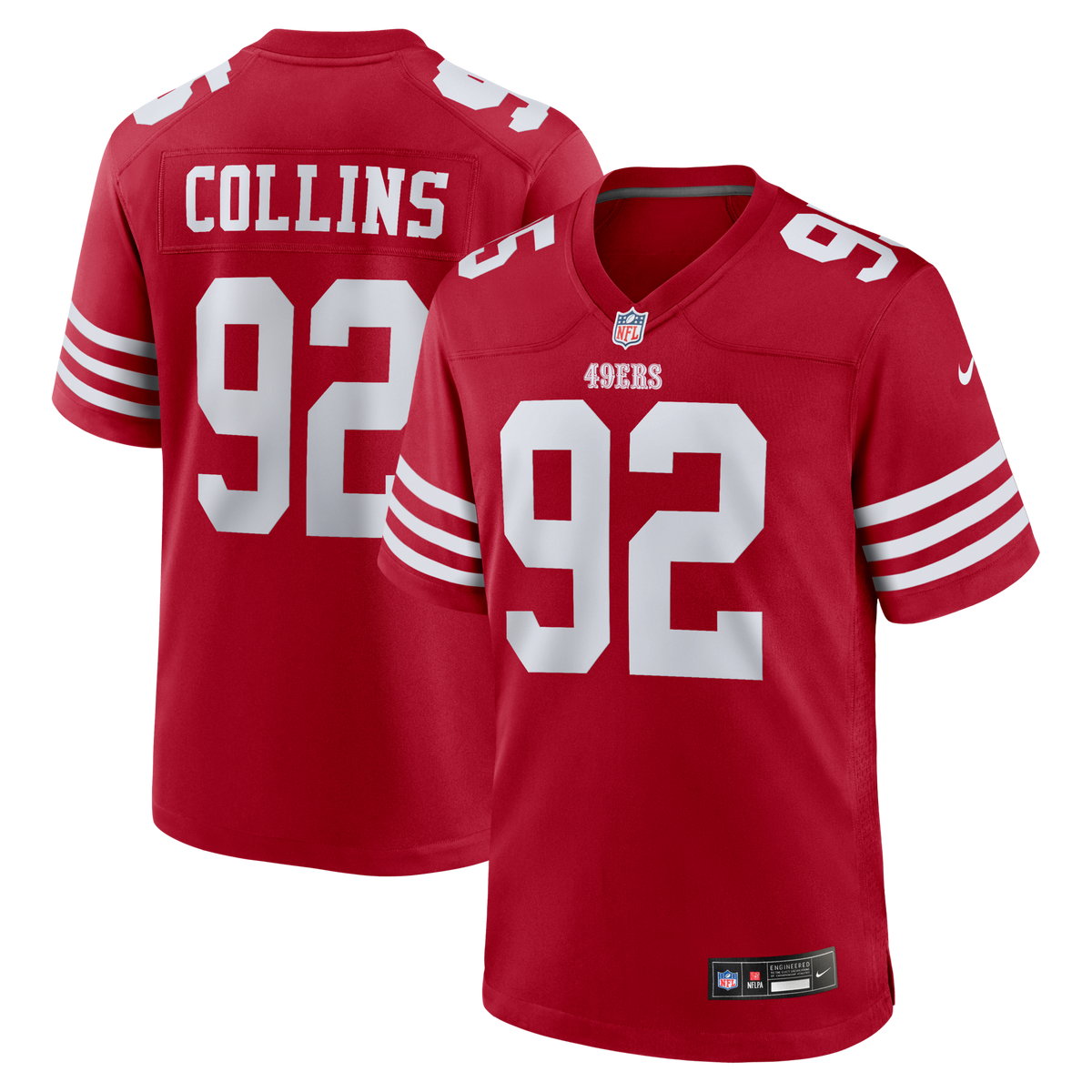 San Francisco 49ers Alfred Collins Scarlet Team Game Jersey
