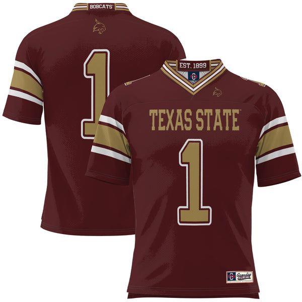GameDay Greats #1 Maroon Texas State Bobcats Football Jersey