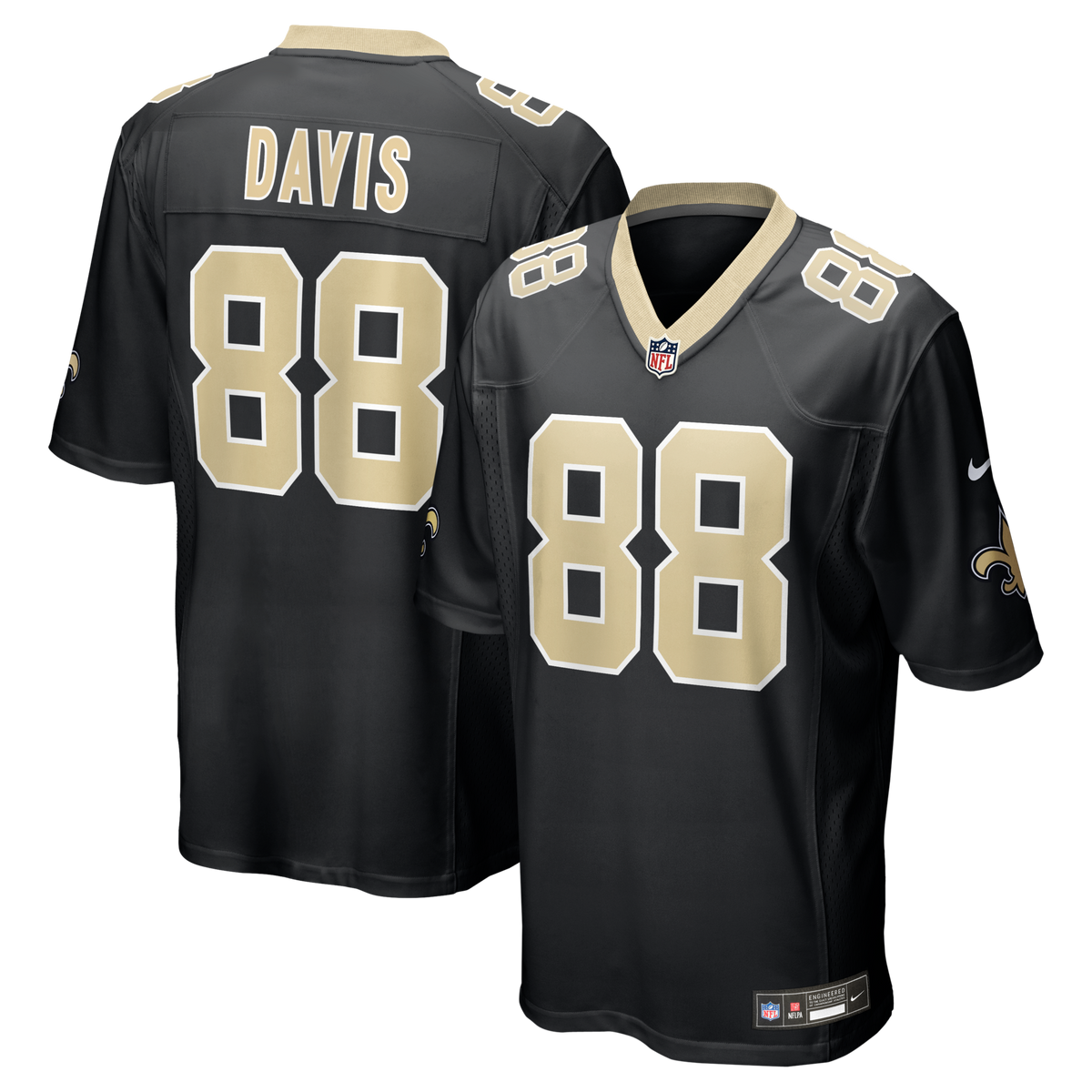 New Orleans Saints Shaquan Davis Black Game Jersey