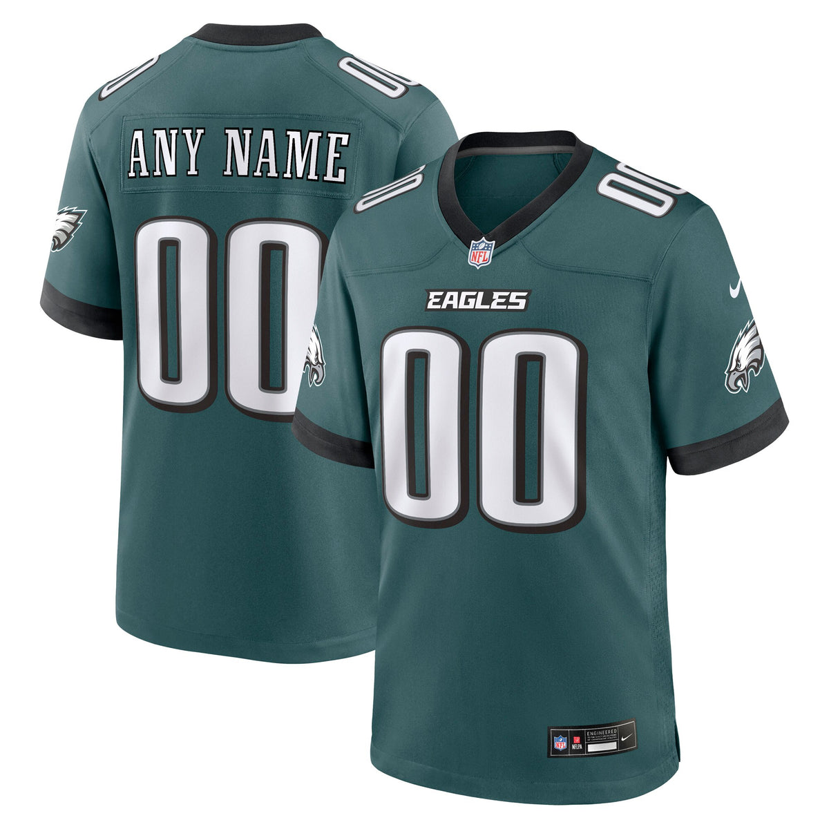 Philadelphia Eagles Midnight Green Team Custom Game Jersey