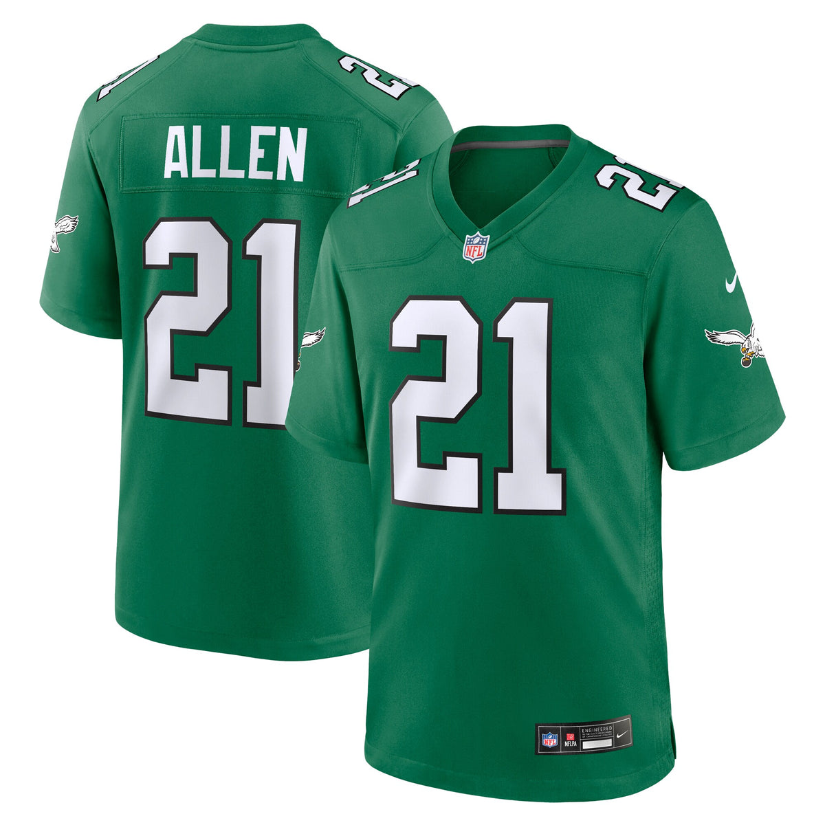 Philadelphia Eagles Eric Allen Kelly Green Retired Player Alternate Game Jersey