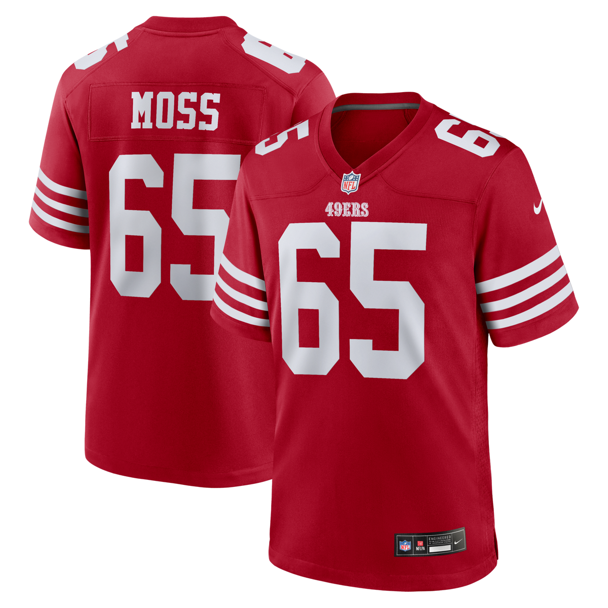 San Francisco 49ers Drew Moss Scarlet Team Game Jersey