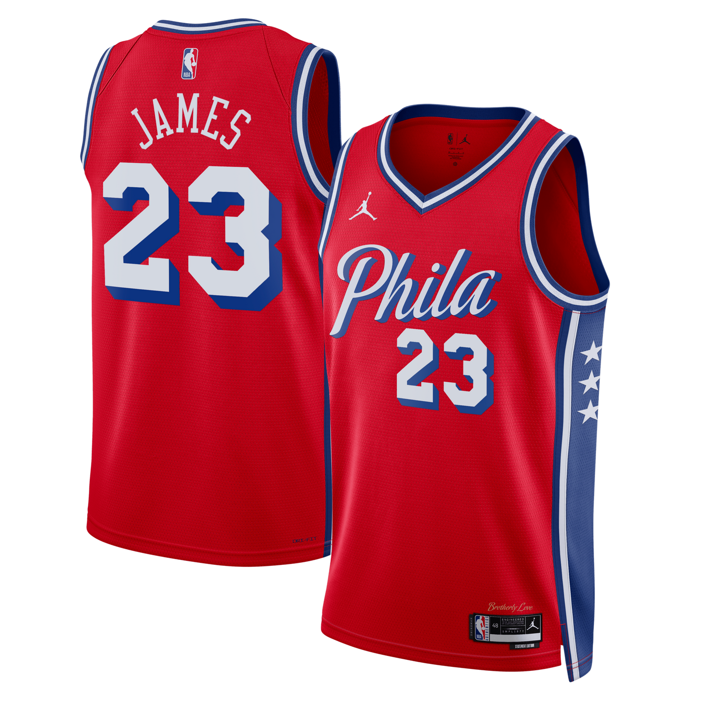 Philadelphia 76ers Jordan Brand Statement Edition Swingman Jersey - Red - Lebron James