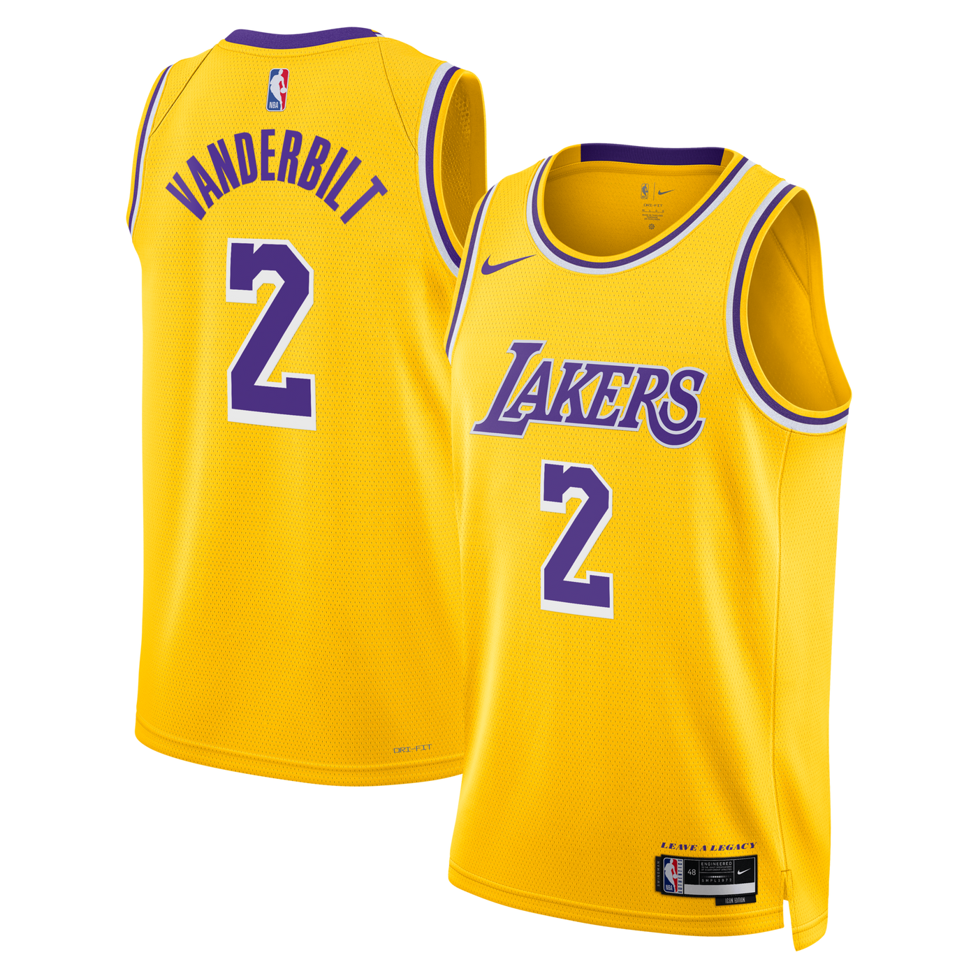 Los Angeles Lakers Nike Icon Edition Swingman Jersey - Gold - Jarred Vanderbilt