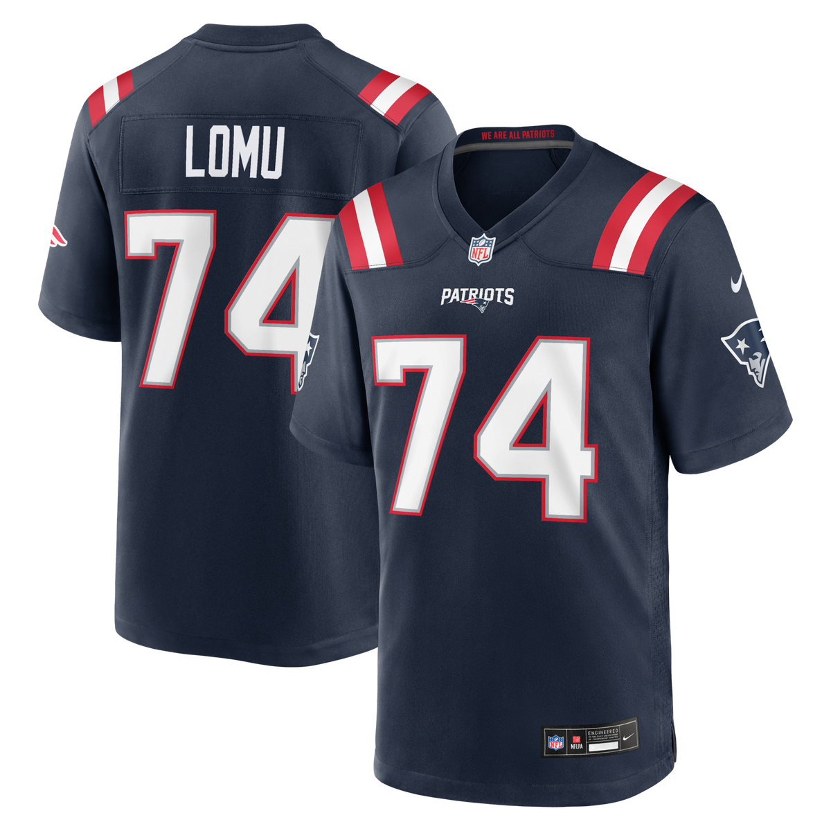 New England Patriots Caleb Lomu Navy 2026 NFL Draft First Round Pick No. 28 Team Game Jersey