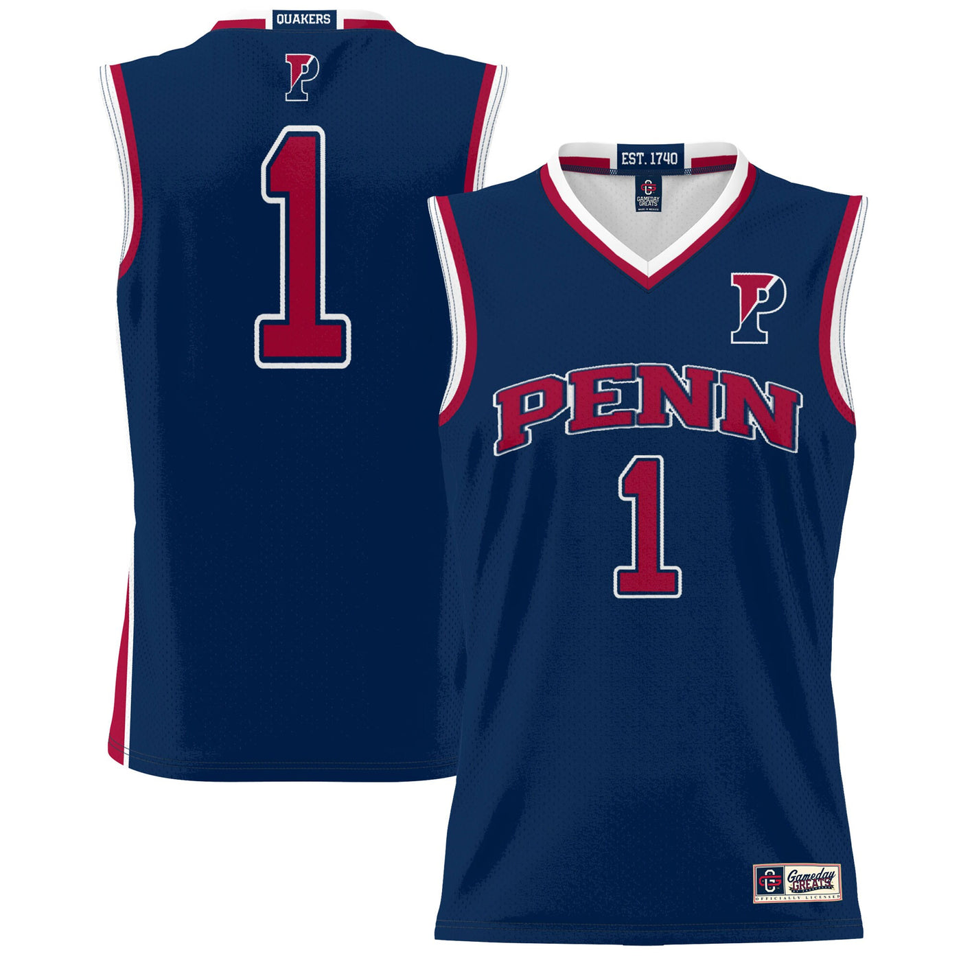 GameDay Greats #1 Navy Pennsylvania Quakers Lightweight Basketball Jersey