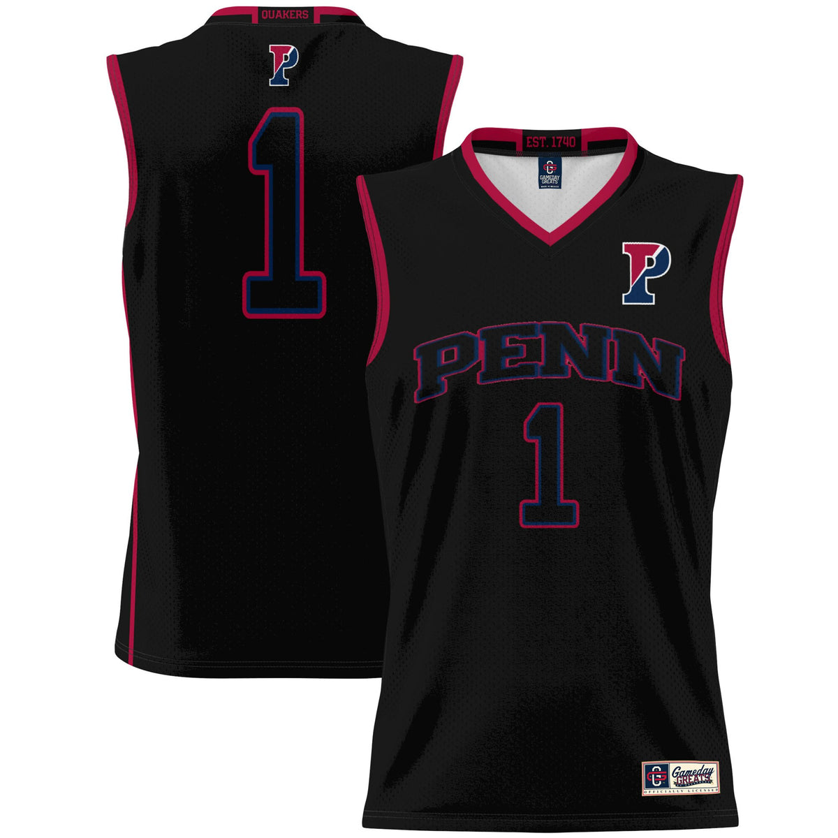#1 Pennsylvania Quakers GameDay Greats Lightweight Basketball Jersey - Black