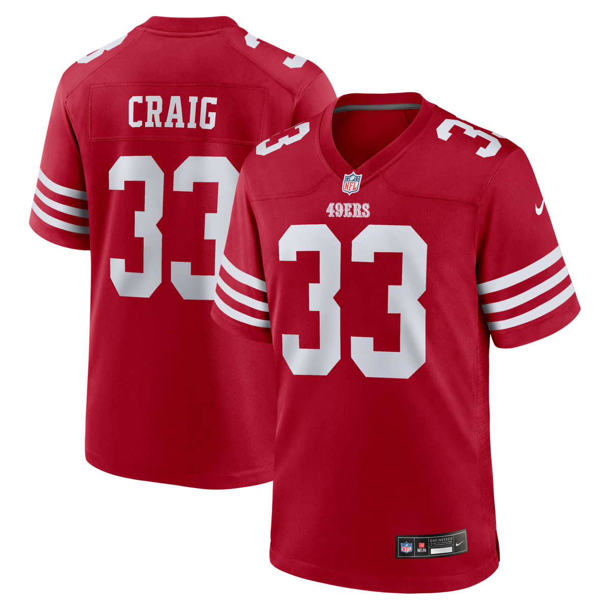 San Francisco 49ers Roger Craig Scarlet Team Retired Game Jersey