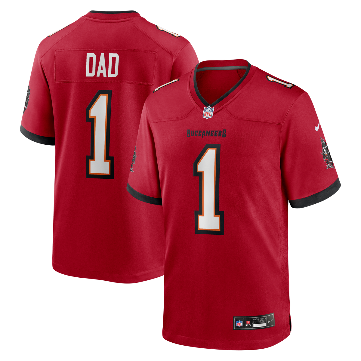 Tampa Bay Buccaneers Number 1 Dad Red Game Jersey
