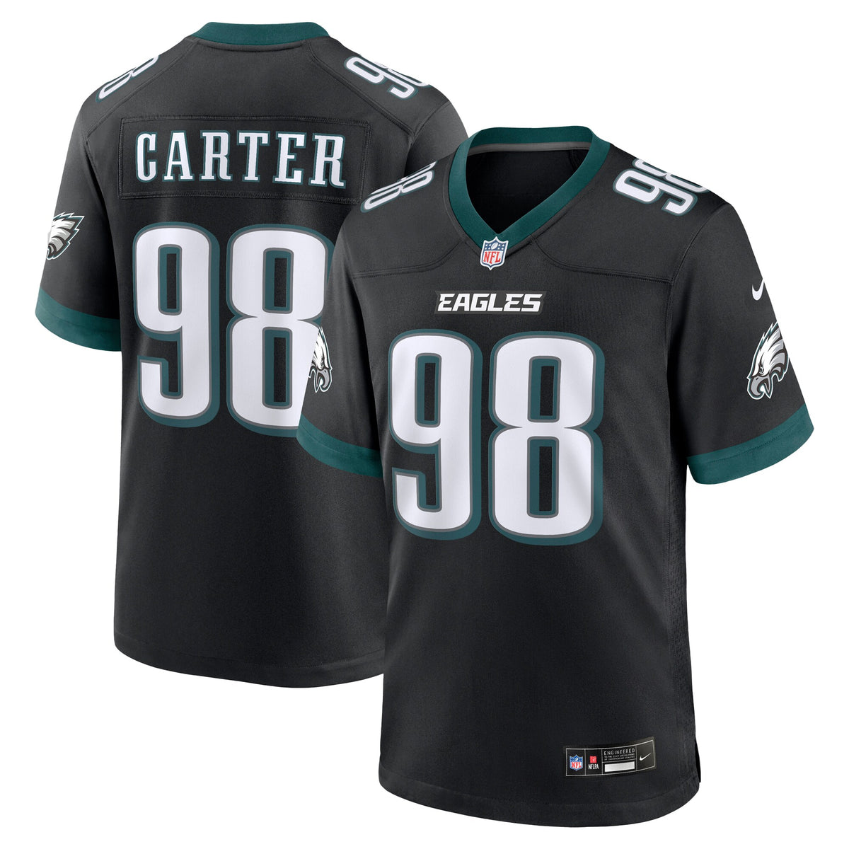 Philadelphia Eagles Jalen Carter Black Alternate Game Player Jersey