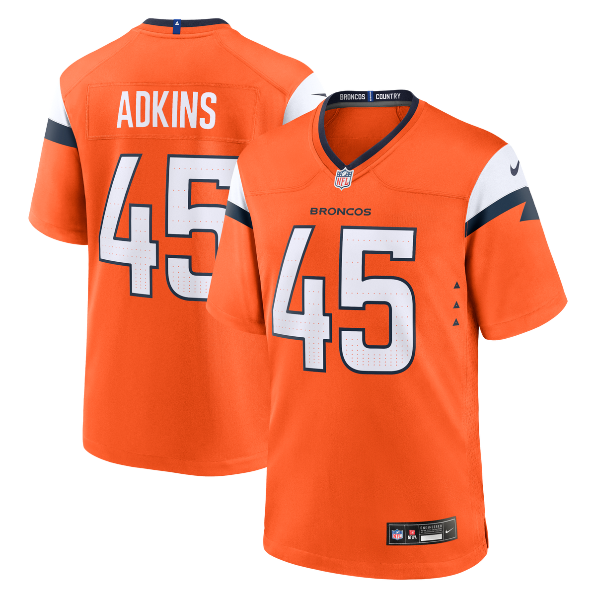 Denver Broncos Nate Adkins Orange Team Game Jersey
