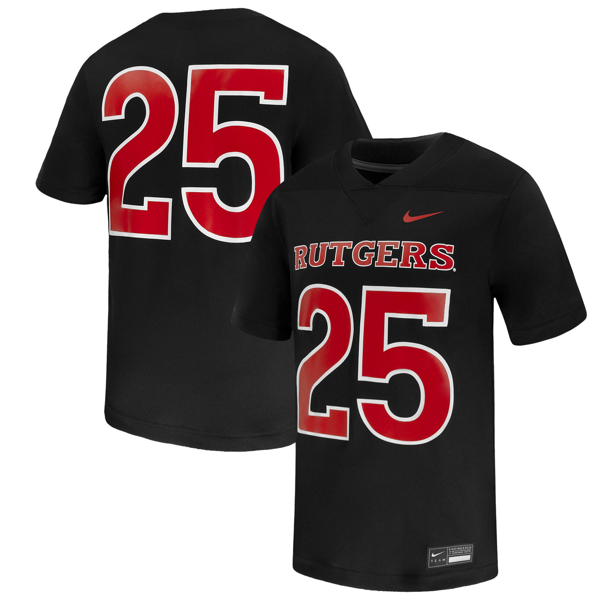 #25 Rutgers Scarlet Knights Untouchable Replica Game Jersey - Black