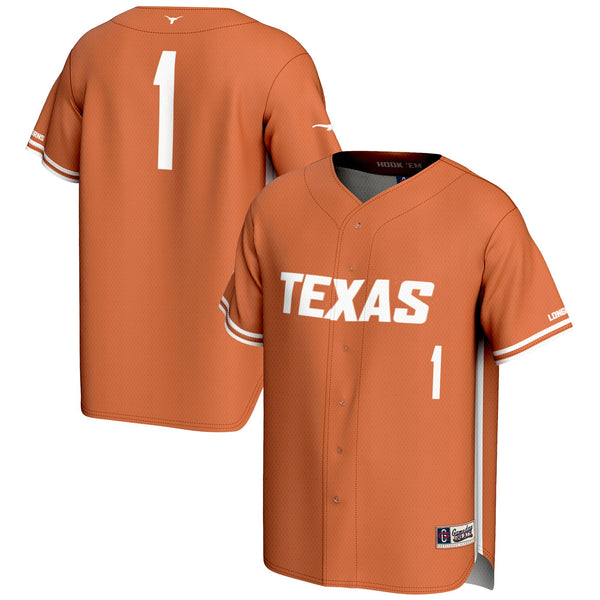 GameDay Greats #1 Burnt Orange Texas Longhorns Lightweight Baseball Jersey