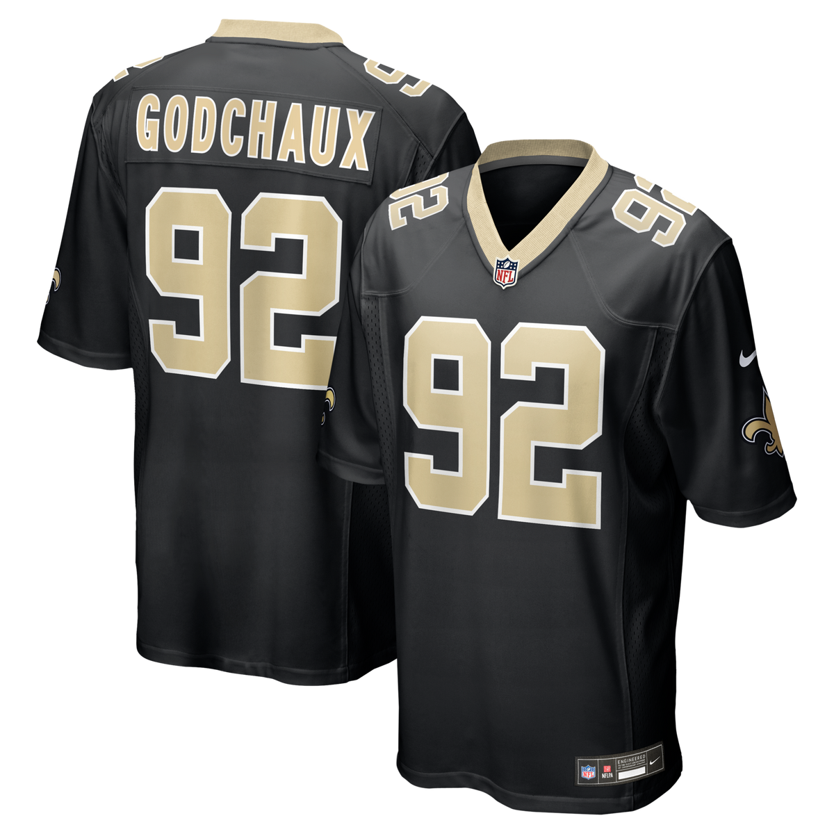 New Orleans Saints Davon Godchaux Black Team Game Jersey