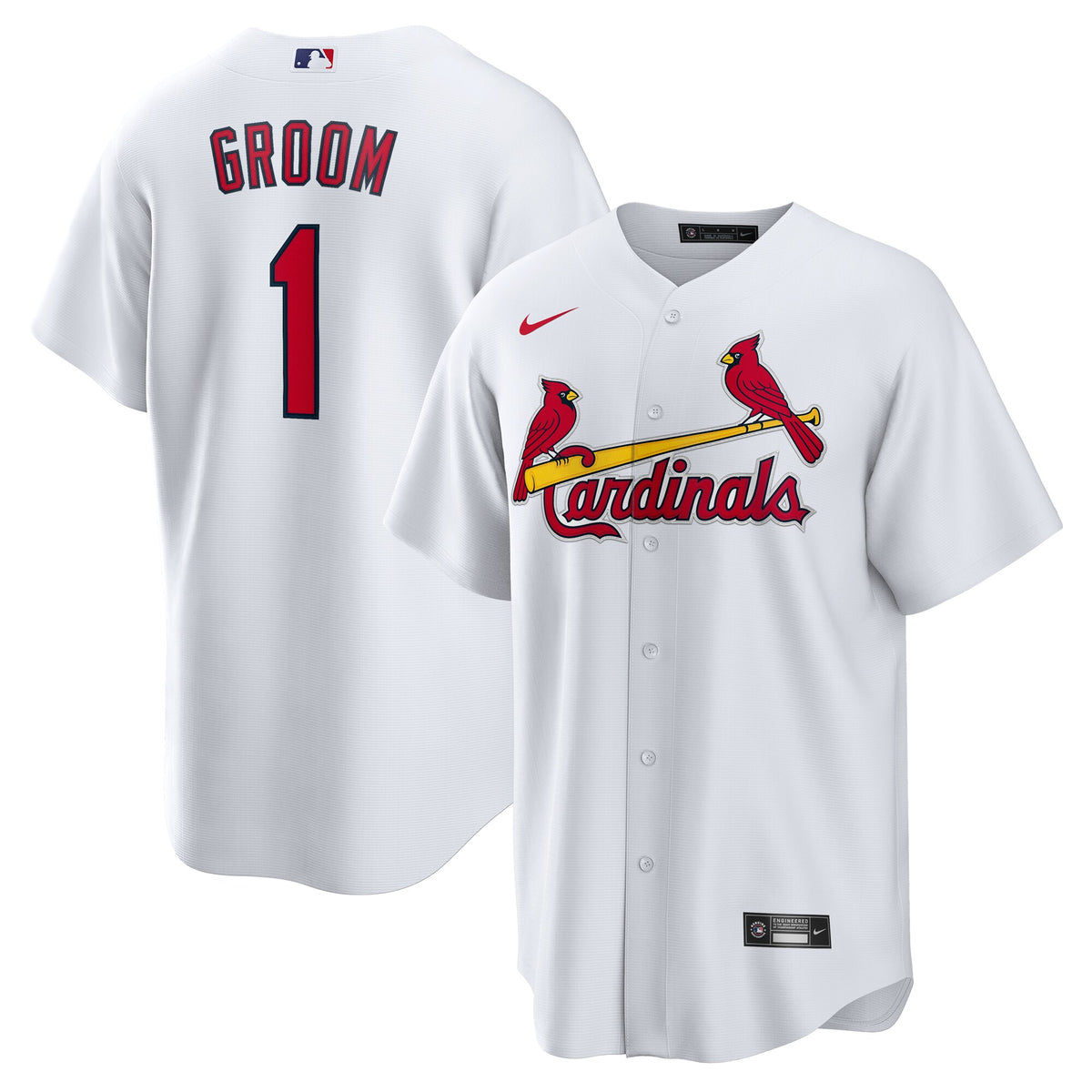 St. Louis Cardinals White #1 Groom Home Replica Jersey