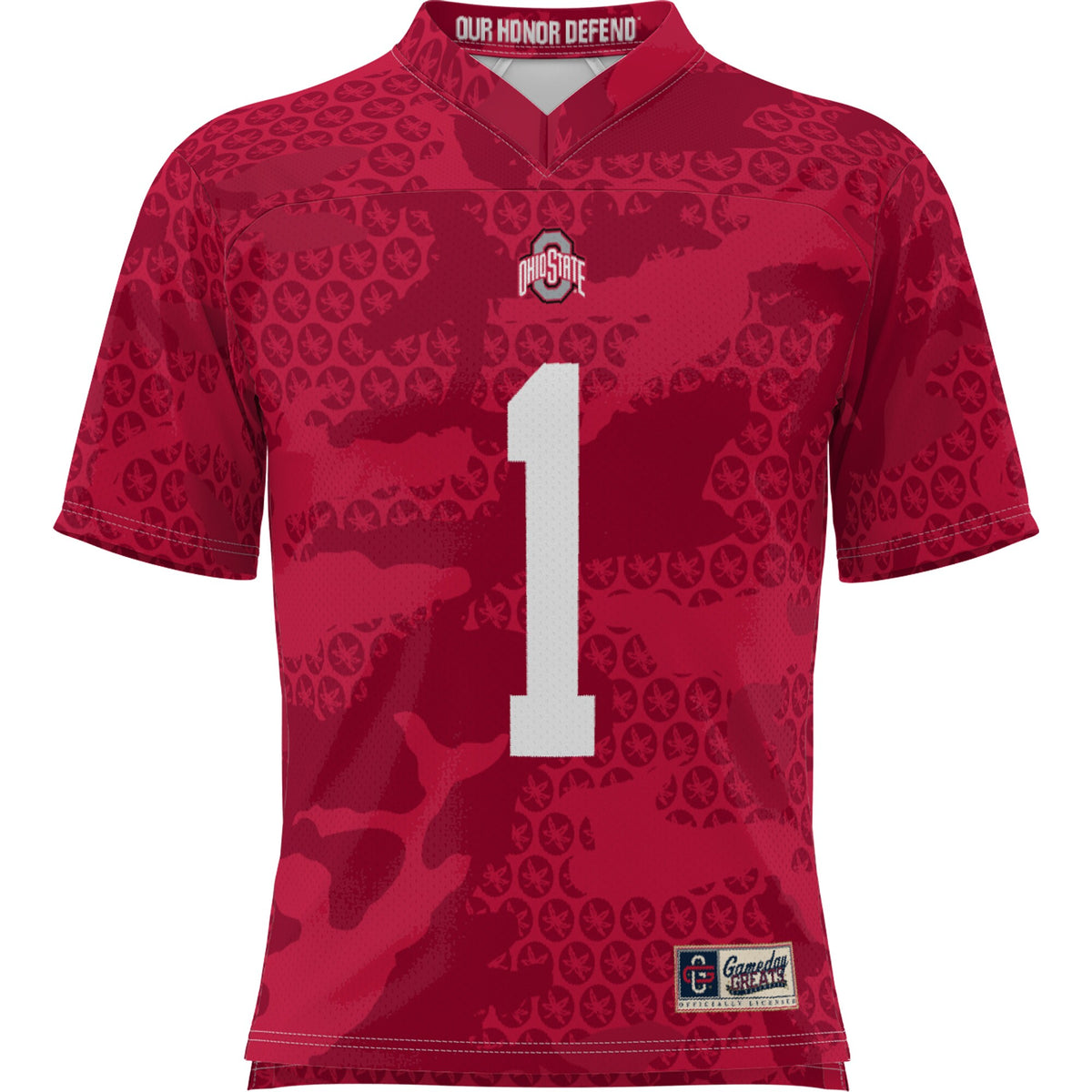 #1 Ohio State Buckeyes GameDay Greats Camo Football Jersey - Scarlet