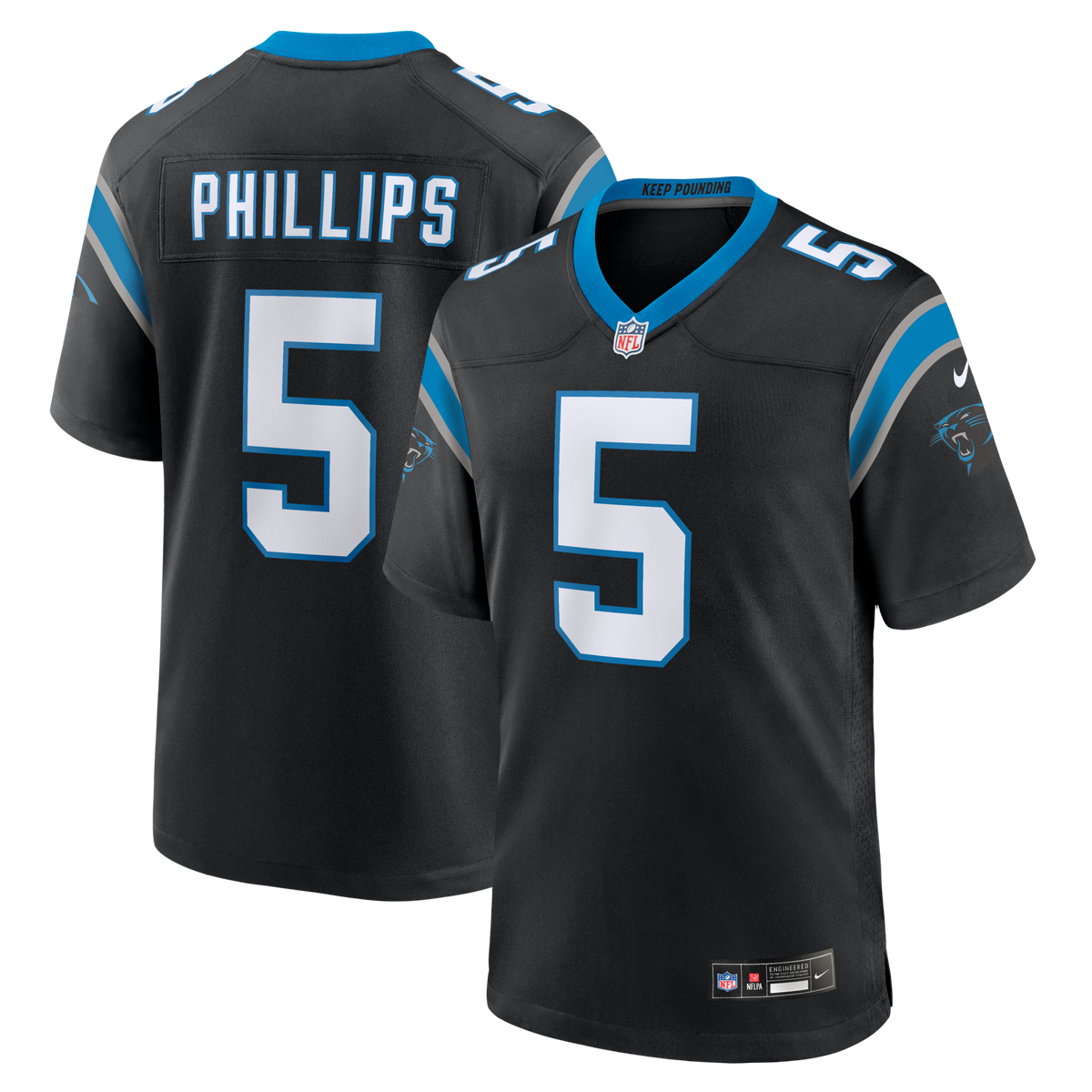 Carolina Panthers Jaelan Phillips Black Game Jersey