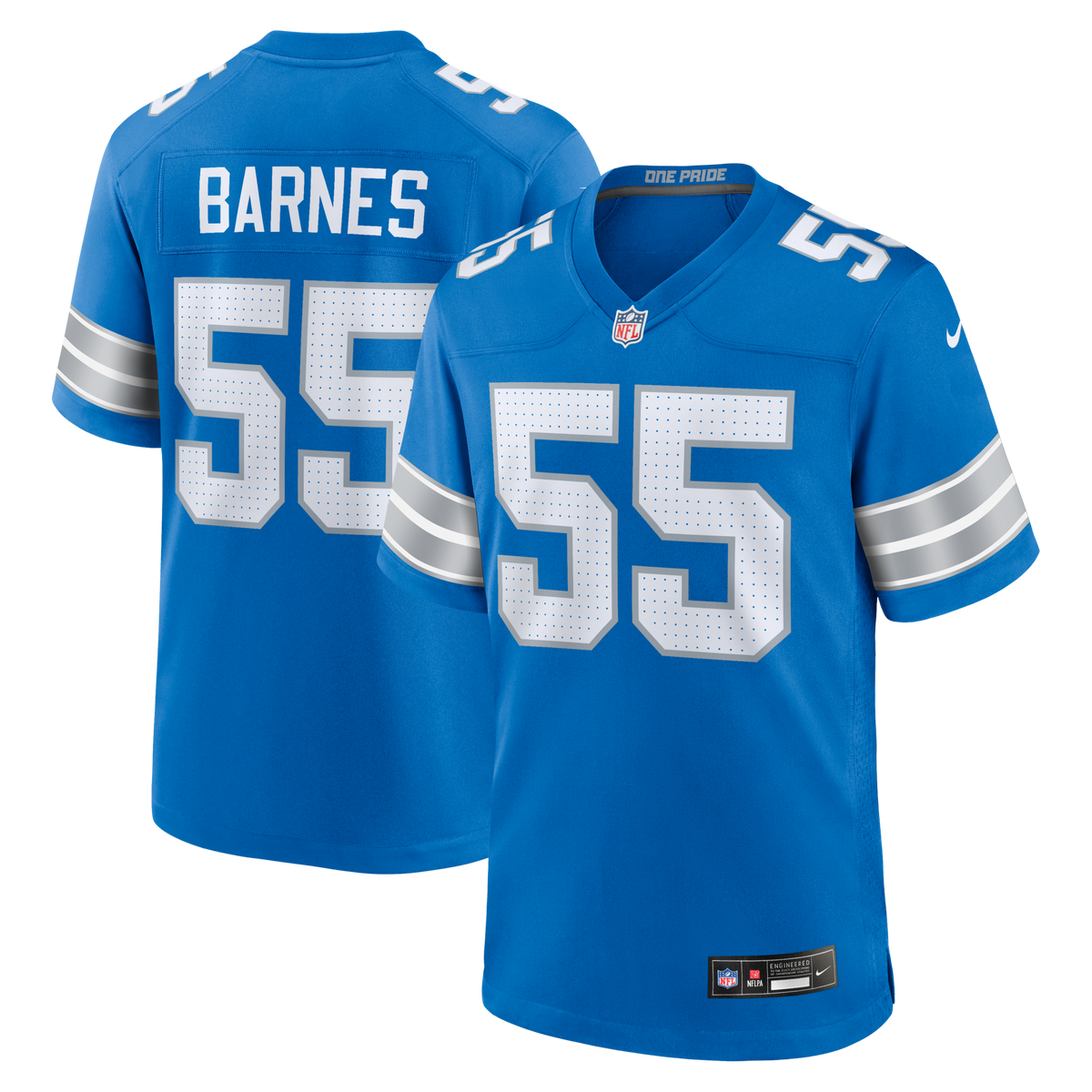 Detroit Lions Derrick Barnes Blue Team Game Jersey