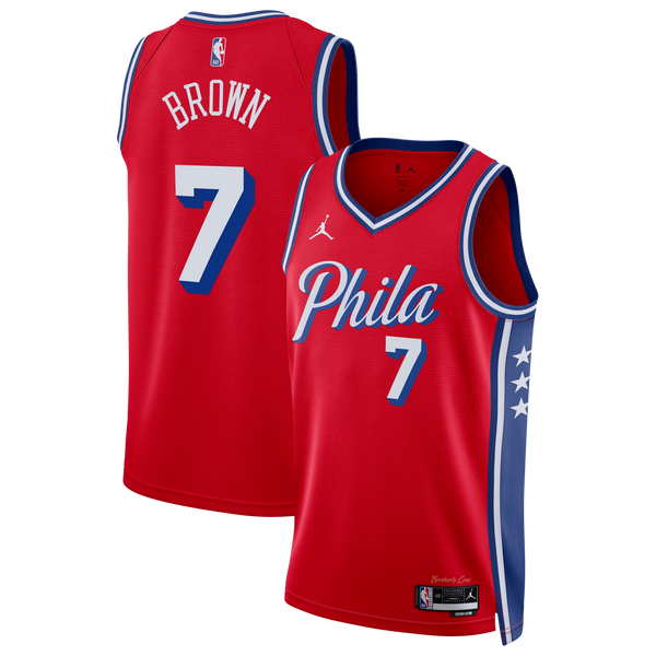 hiladelphia 76ers Jordan Brand Statement Edition Swingman Jersey - Red - Jaylen Brown