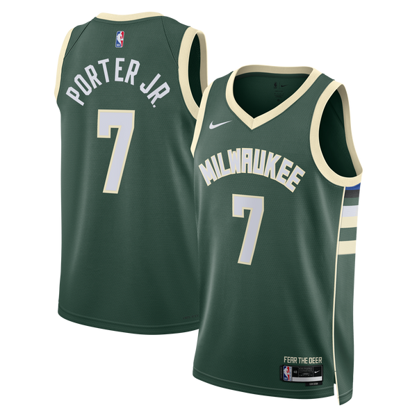 Milwaukee Bucks Nike Icon Edition Swingman Jersey - Hunter Green - Kevin Porter Jr.