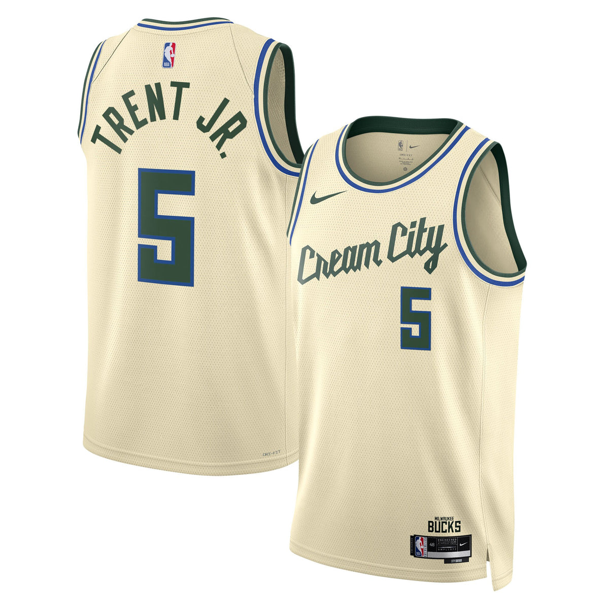 Milwaukee Bucks 2025/26 City Edition Swingman Jersey - Cream - Gary Trent Jr. -
