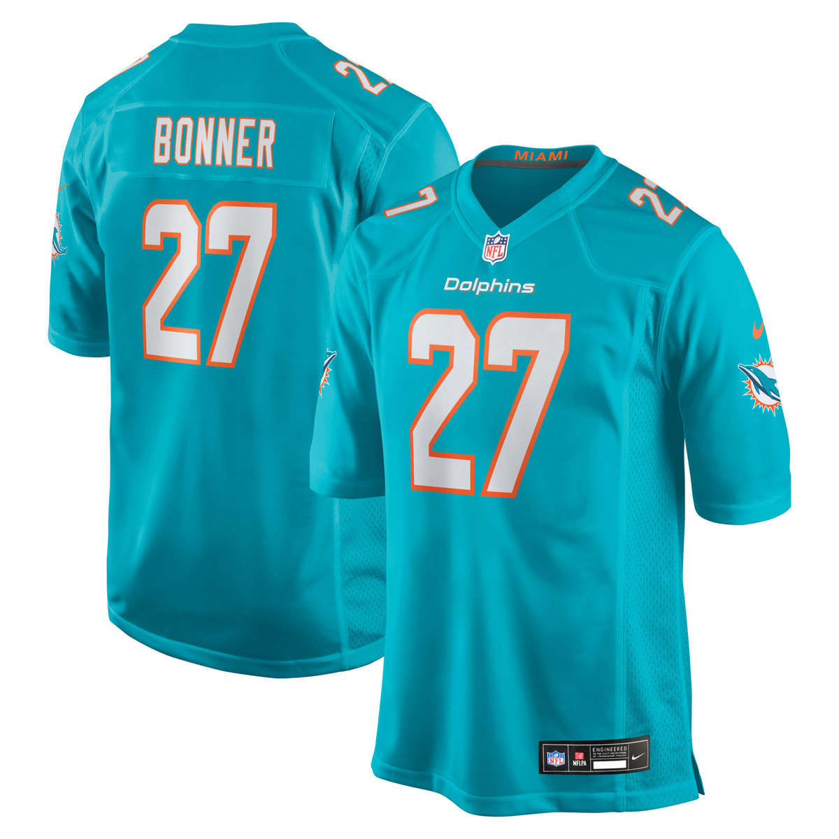 Miami Dolphins Ethan Bonner Aqua Game Jersey