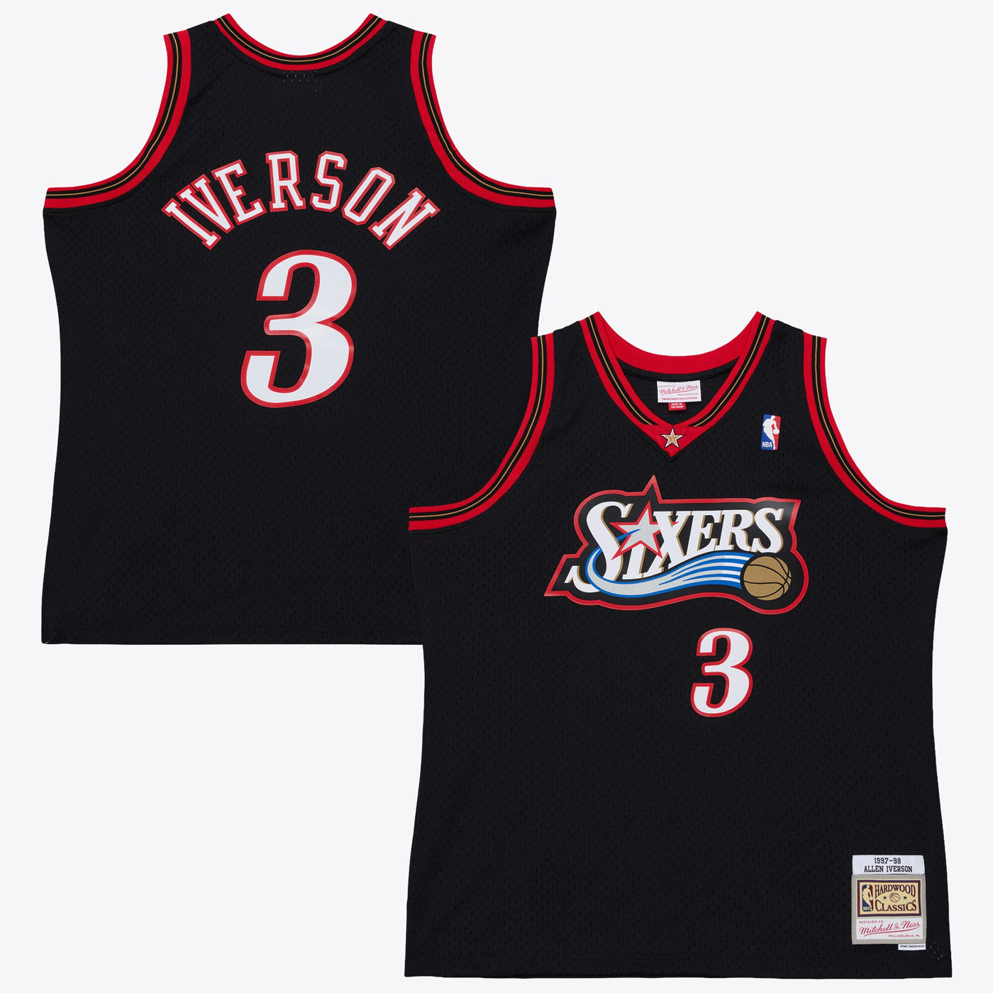 Philadelphia 76ers Mitchell & Ness Allen Iverson 1997 Dark Authentic Jersey - Black