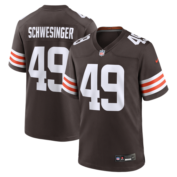 Cleveland Browns Carson Schwesinger Nike Brown 2025 NFL Draft Game Jersey