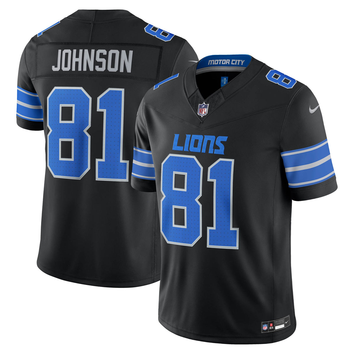 Detroit Lions Calvin Johnson Black Alternate Vapor F.U.S.E. Stitched Retired Limited Jersey