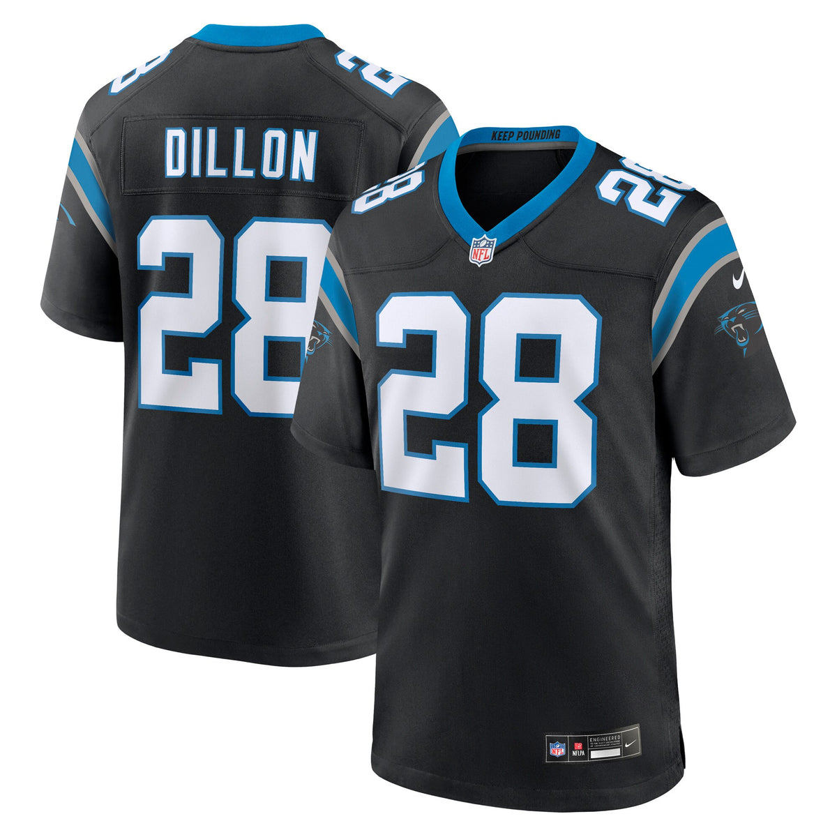 Carolina Panthers AJ Dillon Black Team Game Jersey