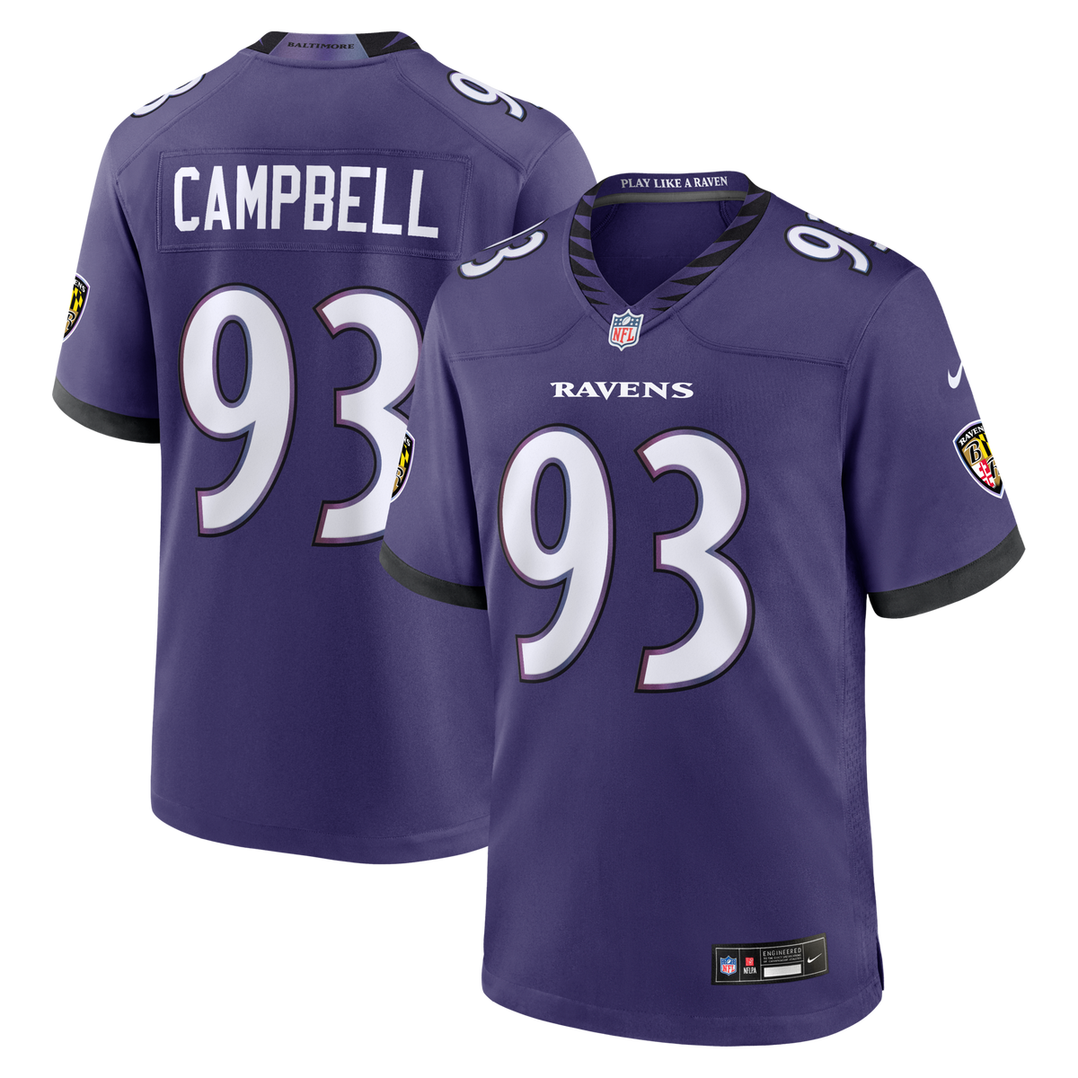 Baltimore Ravens Calais Campbell Purple Team Game Jersey