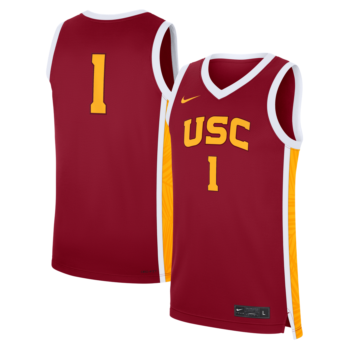 #1 USC Trojans Road Replica Basketball Jersey - Cardinal