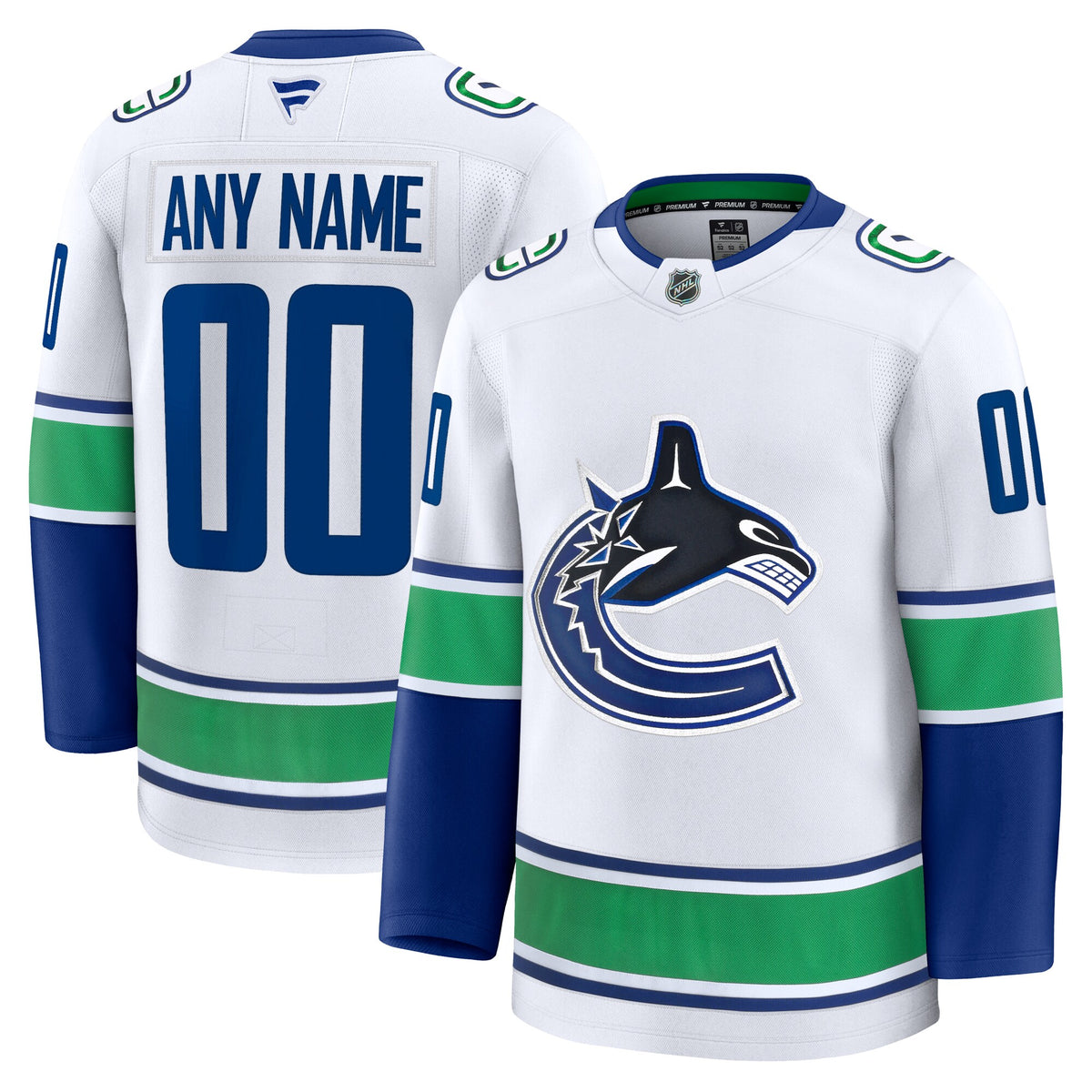 Vancouver Canucks Fanatics White Away Premium Custom Jersey