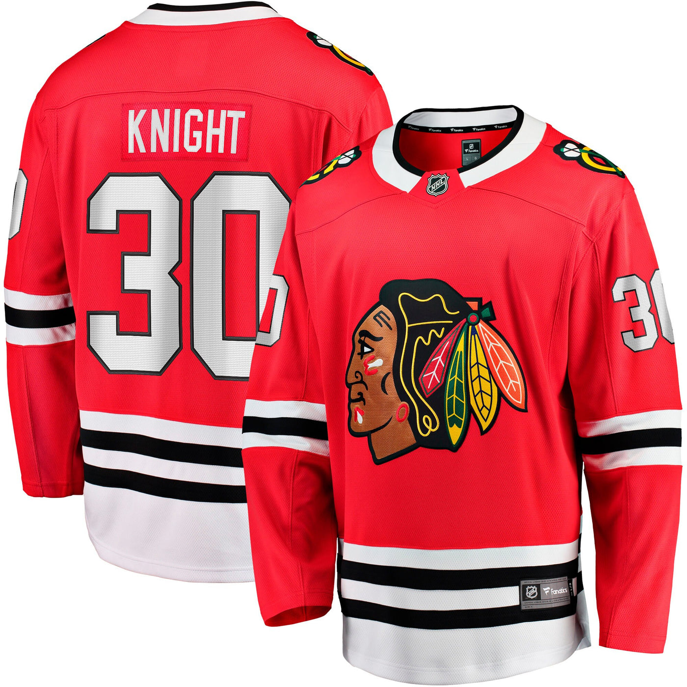 Chicago Blackhawks Spencer Knight Fanatics Red Home Breakaway Jersey