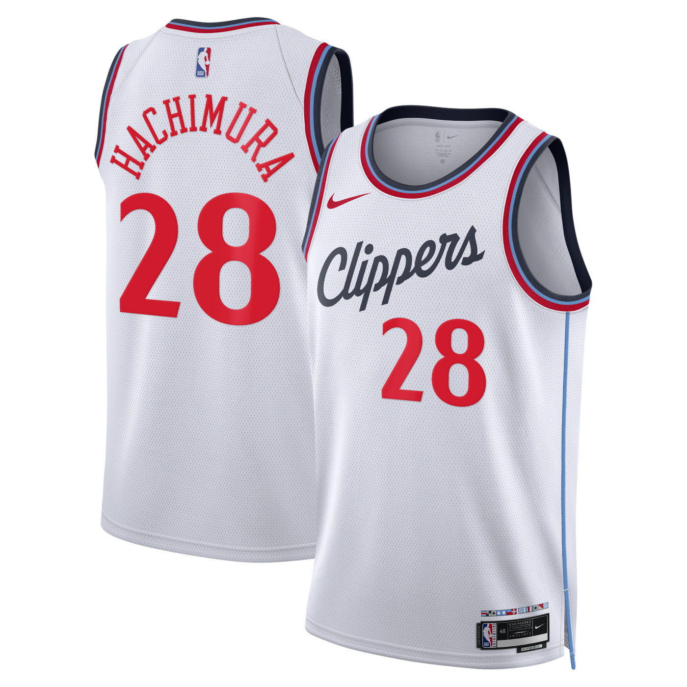 Los Angeles Clippers Nike Replica Association Edition Swingman Jersey - White - Rui Hachimura